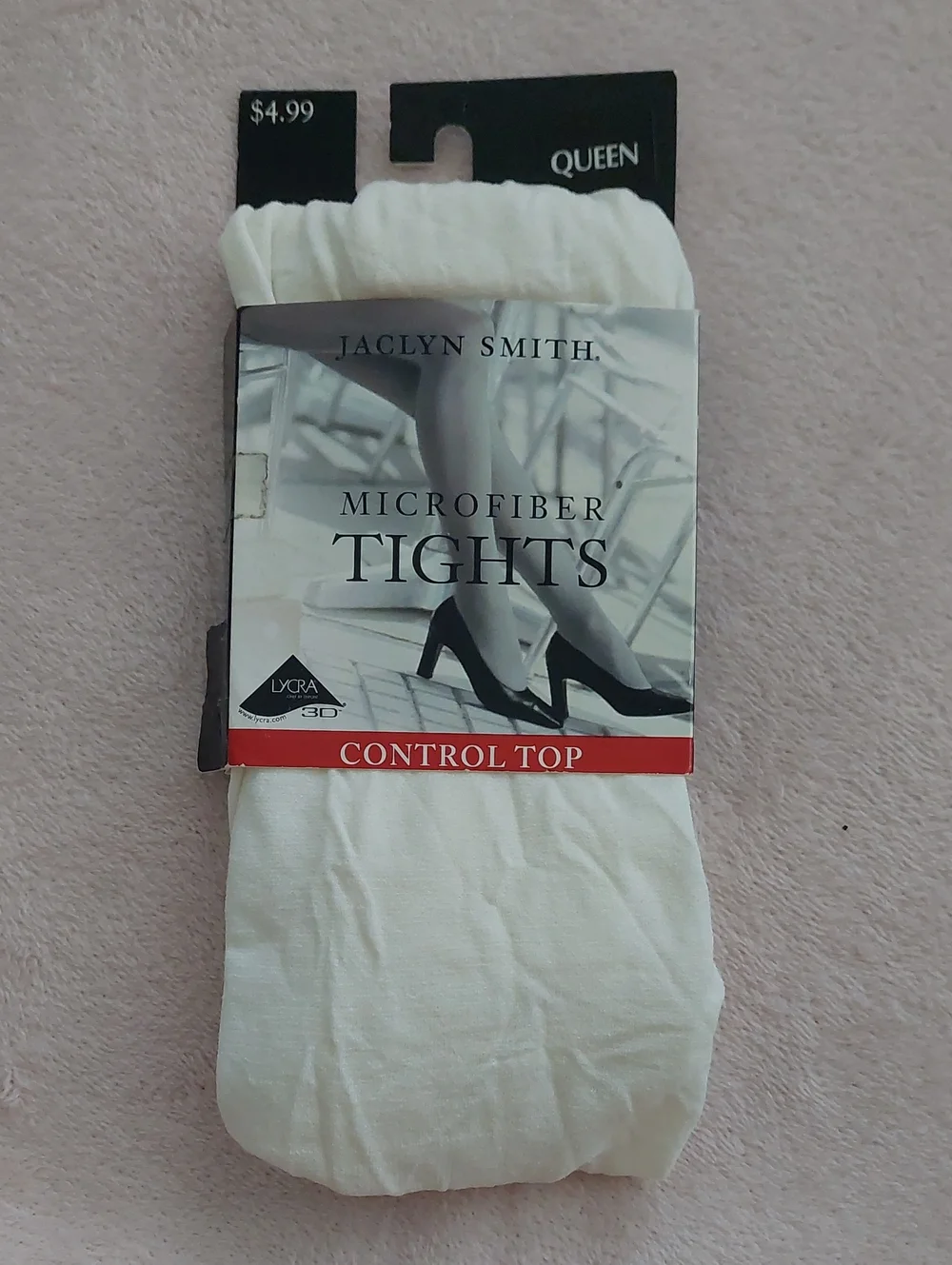 JACLYN SMITH Microfiber Control Top Tights Creme Color NWT